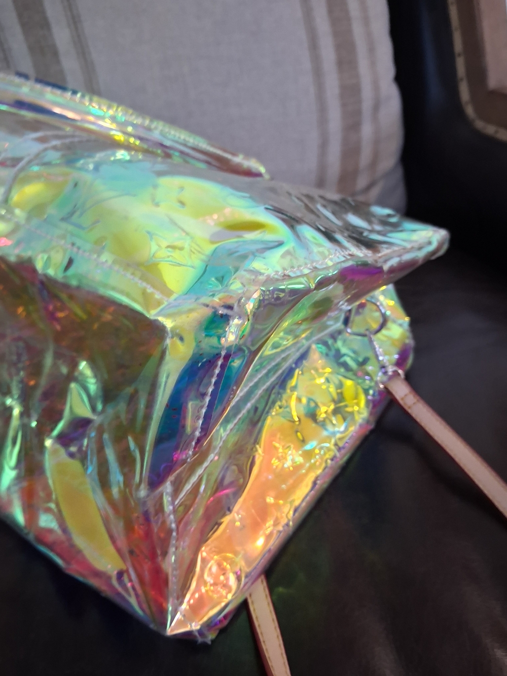Holographic Iridescent Travel Tote - Clear Rainbow Shine - Picture 11 of 12